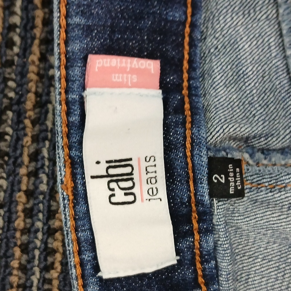 CAbi Women's Slim Boyfriend Denim Jeans 2 Tone Freyed Size 2 - Picture 6 of 9